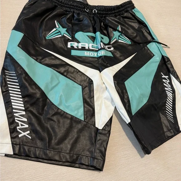 Black Racing Drawstring Shorts - Picture 1 of 2